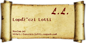 Lopóczi Lotti névjegykártya